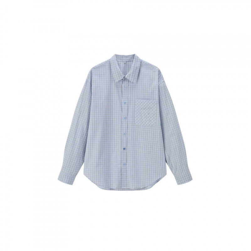 Unisex Weitgeschnittenes kariertes Overshirt mit aufgesetzter Brusttasche und abgerundetem Saum Echo Archiv