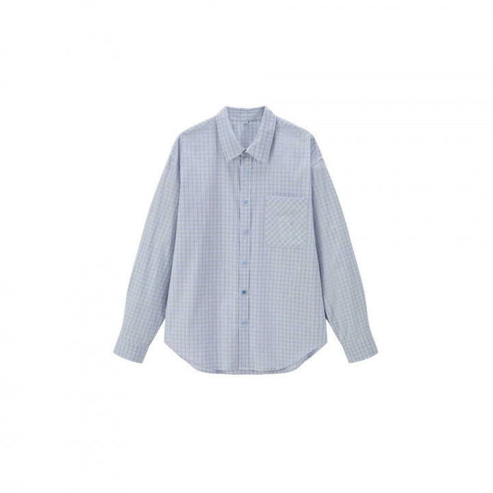 Unisex Weitgeschnittenes kariertes Overshirt mit aufgesetzter Brusttasche und abgerundetem Saum Echo Archiv