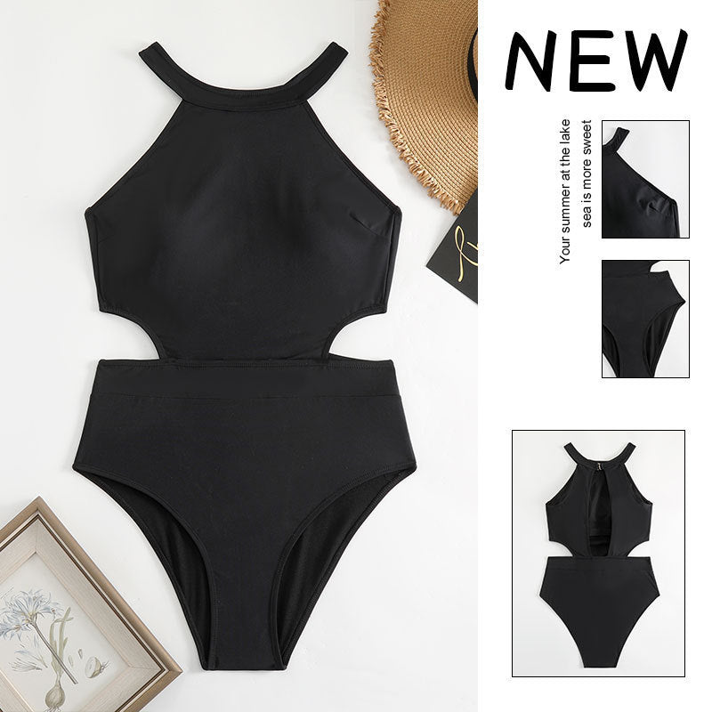 Damen Einteiler Badeanzug mit hohem Kragen und modischen Cut-Outs Echo Archiv