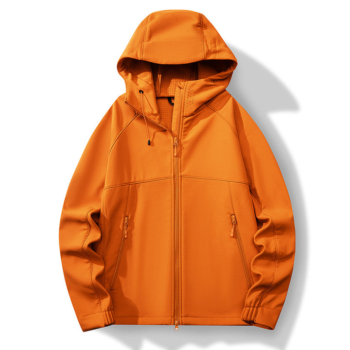 Herren Atmungsaktive Softshell-Hybridjacke mit Kapuze, Fleece-Innenfutter und Zwei-Wege-Reißverschluss Echoarchiv