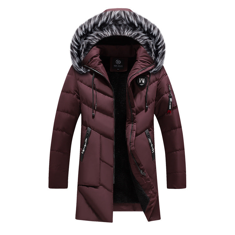 Herren langer gesteppter Thermoparka mit Kunstfellkapuze und Teddyfleece-Innenfutter Echoarchiv
