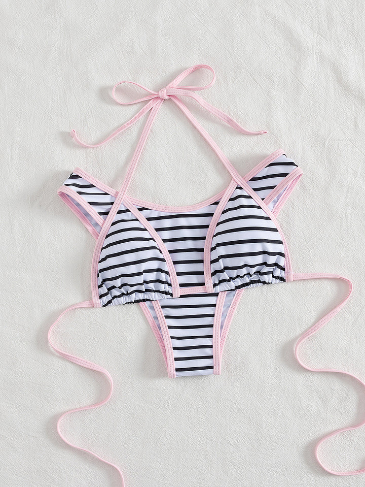 Damen Sportliches Bikini-Top mit Hochwertigem Streifen-Design Echo Archiv