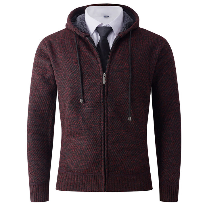 Herren Strickjacke mit Kapuze und strukturierter Verarbeitung Echoarchiv