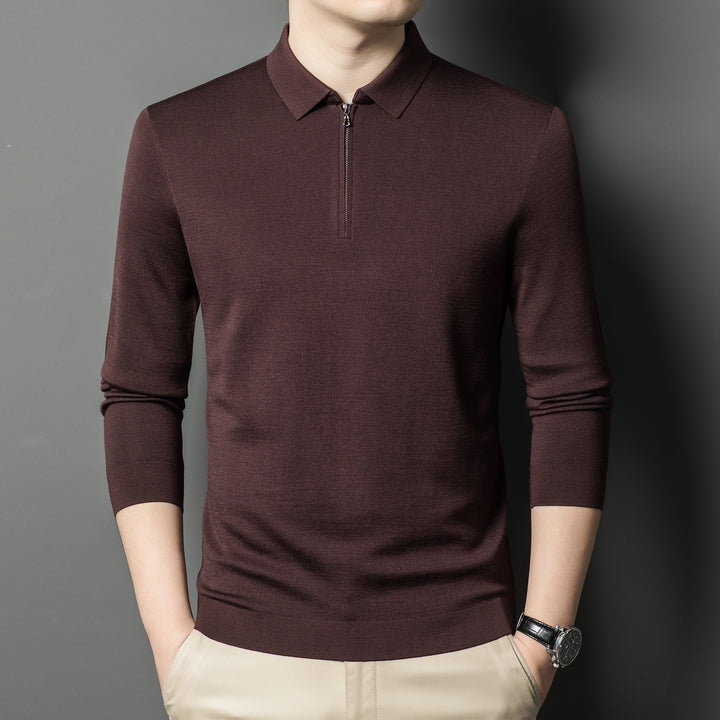 Herren hochwertiges Poloshirt mit kurzem Reißverschluss und feinem Strick Echoarchiv