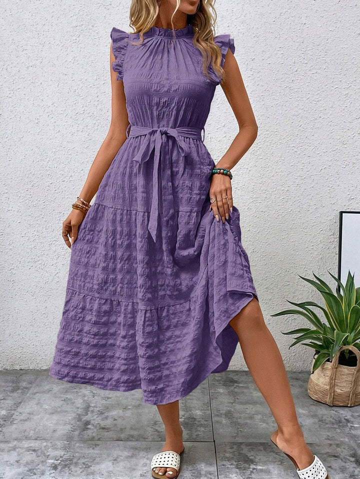 Damen Wickelkleid mit Rüschendetails und Erzählt Kleidersaum Echoarchiv