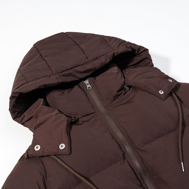 Damen wattierte Steppjacke mit Kapuze, Tunnelzugtaillierung und Zweiwege-Reißverschluss – Célinea