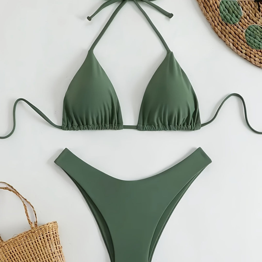 Damen Triangel-Bikini-Set mit gerafftem Design Echo Archiv