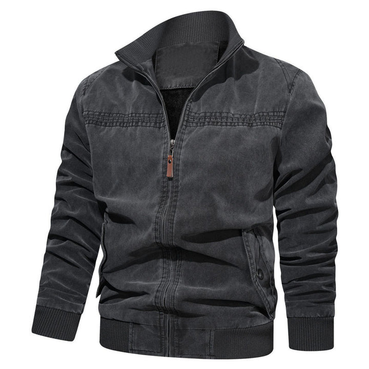 Herren Baumwoll-Canvas Zip‑Blouson im Vintage‑Look mit strukturiertem Stehkragen und Rippbündchen – Taviero