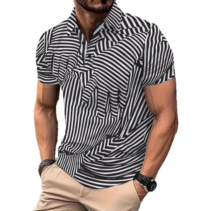 Herren Kurzarm Poloshirt mit modernem Streifendesign Echoarchiv