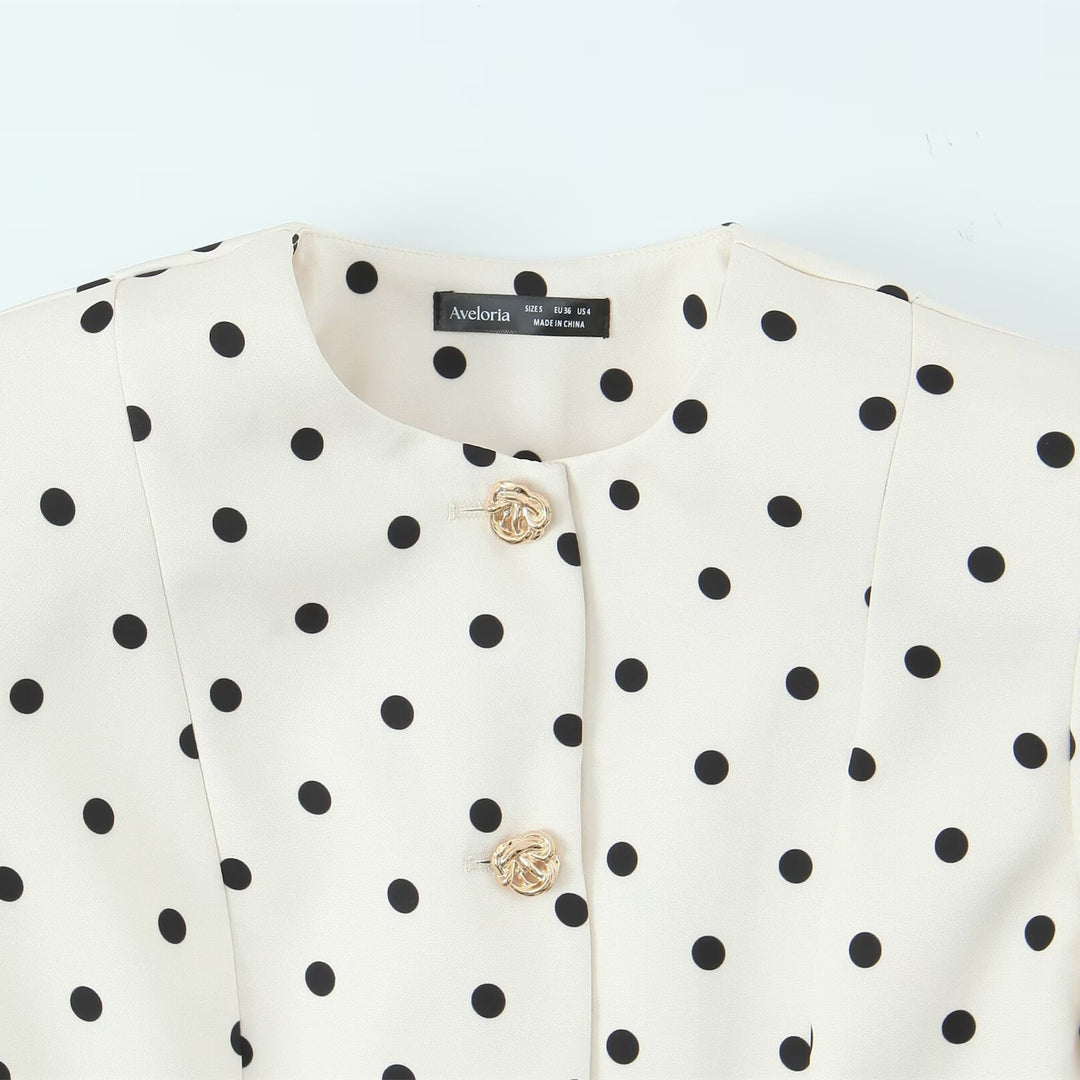 Damenbluse mit voluminösen Ärmeln und Polka-Dot-Muster Echo Archiv