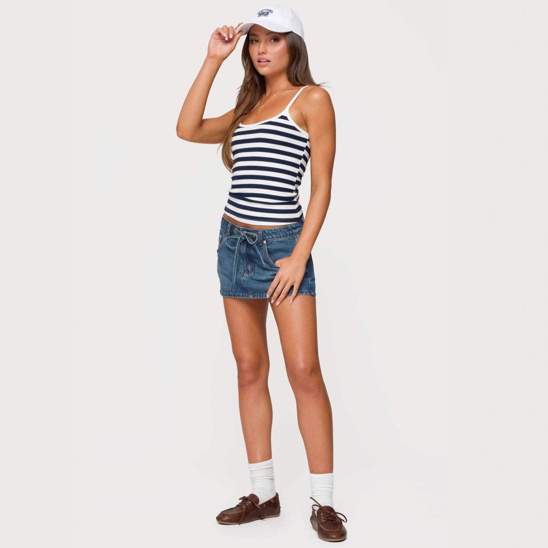 Damen trägerloses Streifen-Top mit figurbetontem Schnitt – Orélia