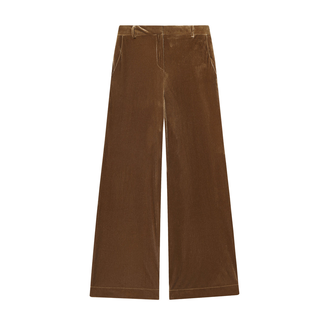 Damen nan weite Samthose mit hoher Taille, Bügelfalte und Eingrifftaschen Echo Archiv