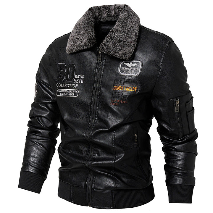 Herren Kunstlederjacke mit gefüttertem Kragen Echo Archiv
