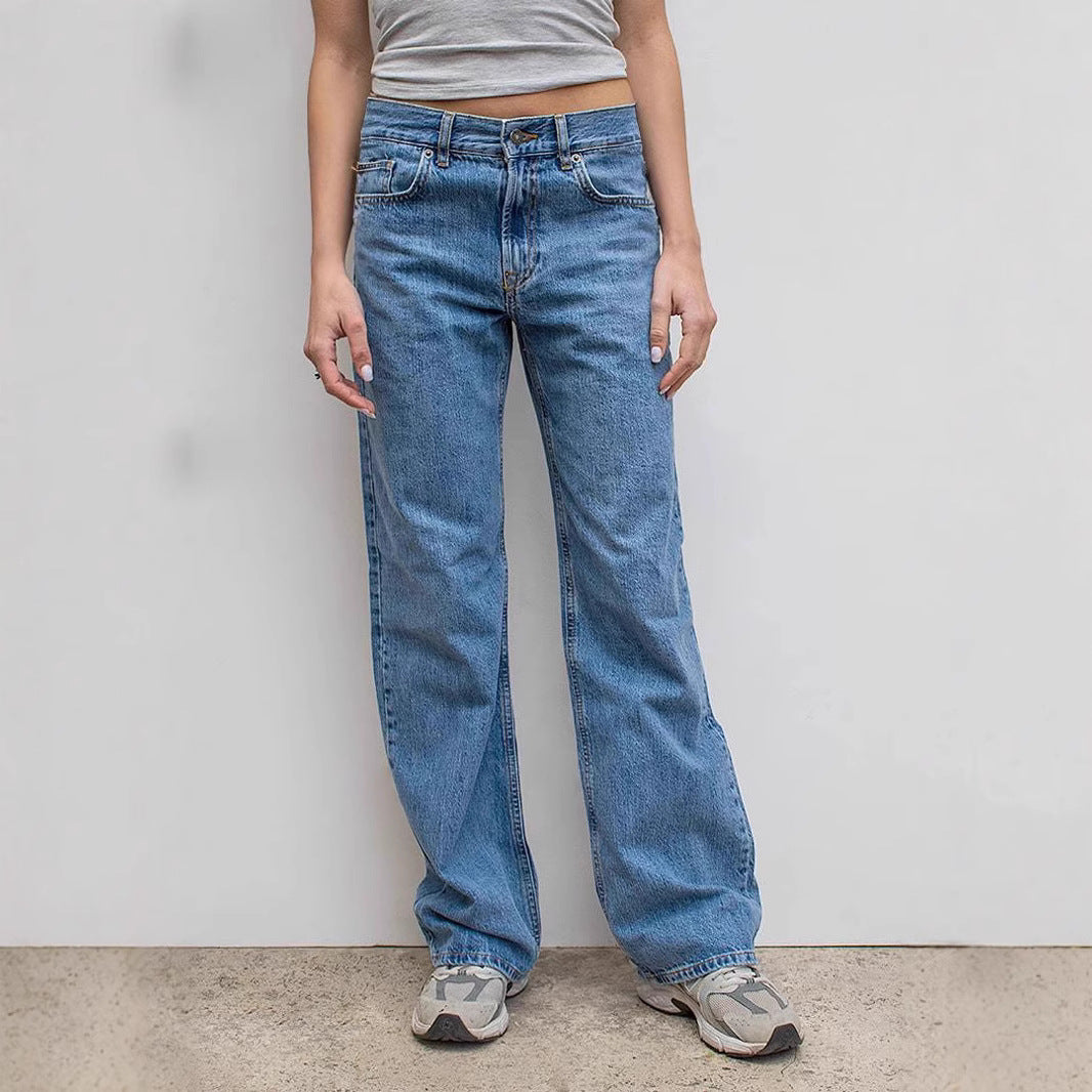 Damen weite Jeans mit lässigem Schnitt und ausgefranstem Saum Echo Archiv
