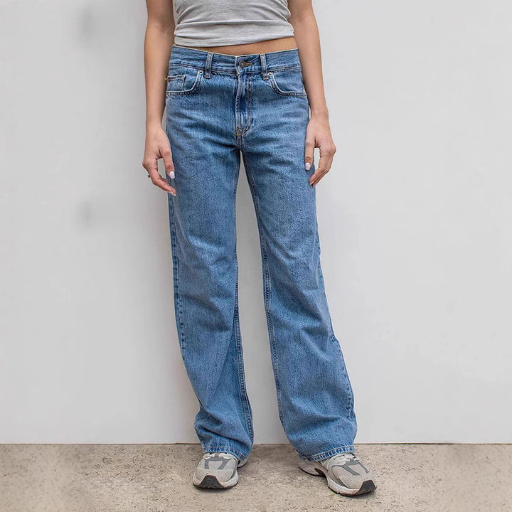 Damen weite Jeans mit lässigem Schnitt und ausgefranstem Saum Echo Archiv