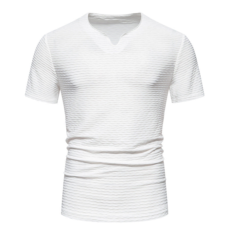 Herren Kurzarm T-Shirt mit strukturiertem Wellenmuster Echoarchiv