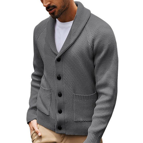Herren Strickjacke mit Schalkragen und strukturiertem Muster Echoarchiv