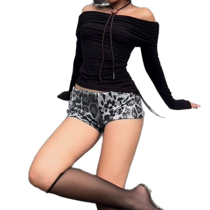 Damen Glitzernde Animal-Print Shorts Echo Archiv