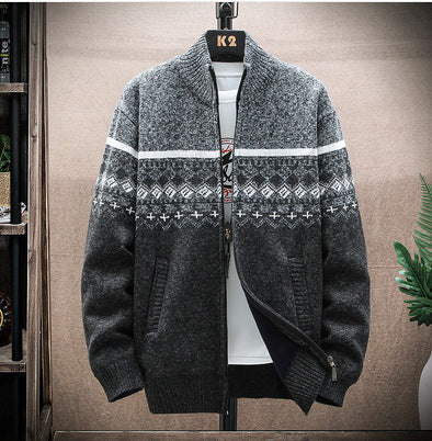 Herren Strickjacke mit nordischem Muster und modischem Reißverschluss – Terenzo