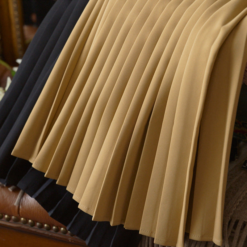 Damen Taillenhoher plissierter Midirock mit Zierknopf und soften Falten Echo Archiv