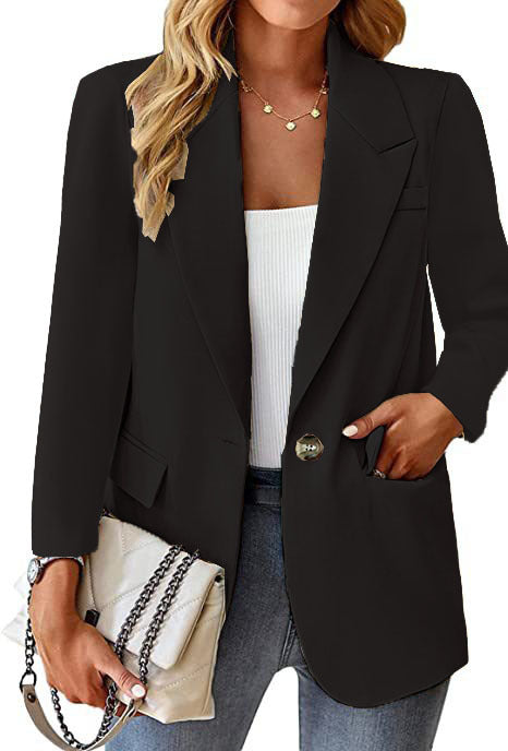 Damen nan taillierter Blazer mit Ein-Knopf-Verschluss Reverskragen und Pattentaschen Echo Archiv