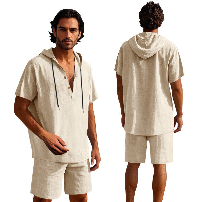 Herren lässiges Straßenoutfit mit Kapuze und kurzer Hose Echoarchiv