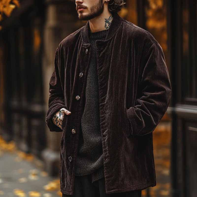 Herren Samtjacke mit Knopfverschluss und praktischen Taschen Echoarchiv