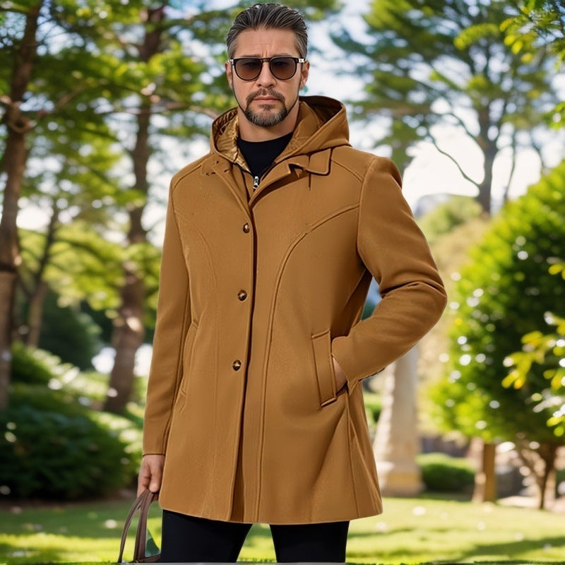 Herren elegante Übergangsjacke mit Kapuze und ausgestellten Abnähern Echoarchiv