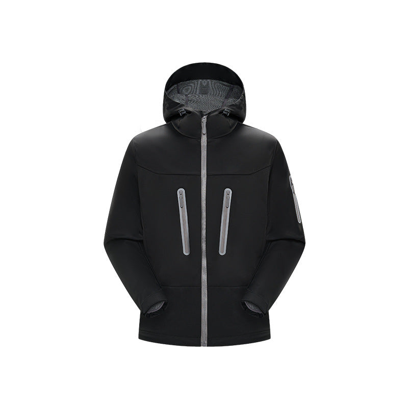 Herren Multifunktions-Softshelljacke mit ergonomischem Wetterschutz, verstellbarer Kapuze und senkrechten Reißverschlusstaschen Echo Archiv