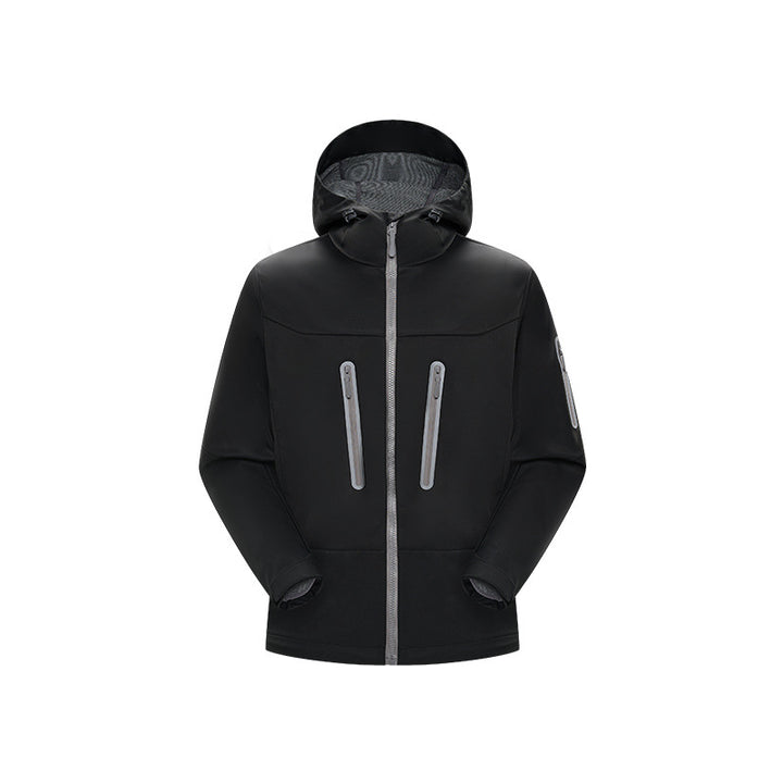 Herren Multifunktions-Softshelljacke mit ergonomischem Wetterschutz, verstellbarer Kapuze und senkrechten Reißverschlusstaschen Echo Archiv
