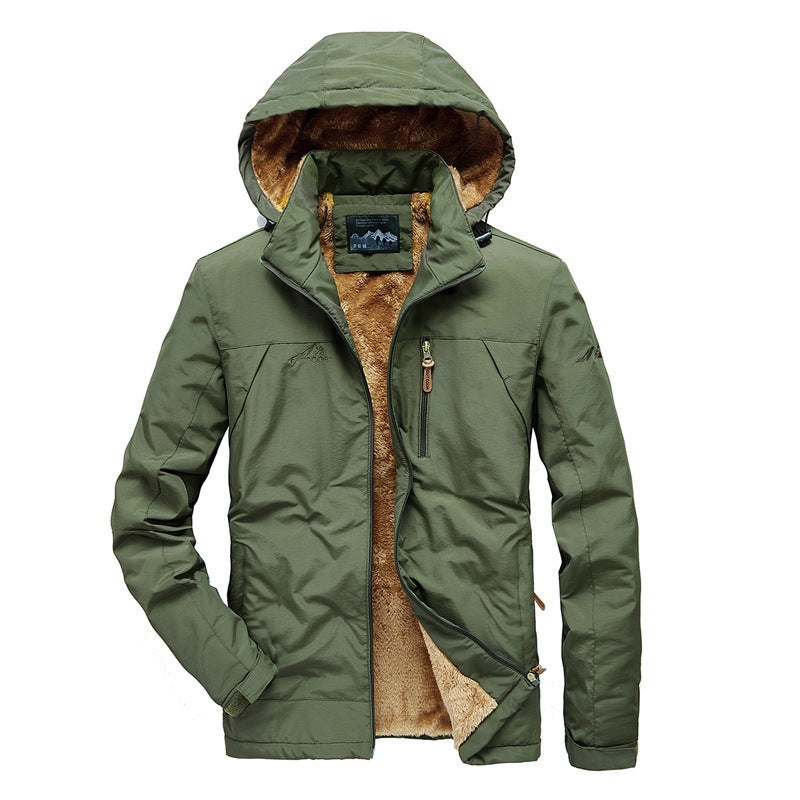 Herren Winddichte Kapuzenjacke mit vollem Sherpa-Innenfutter und Reißverschluss‑Taschen Echo Archiv