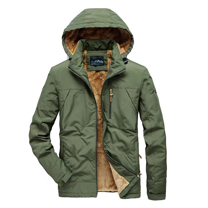 Herren Winddichte Kapuzenjacke mit vollem Sherpa-Innenfutter und Reißverschluss‑Taschen Echo Archiv