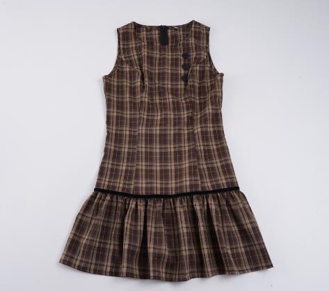 Damen lässiges Karo-Sommerkleid mit Rüschensaum Echo Archiv
