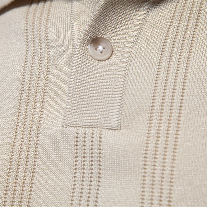 Herren Kurzarm Polo-Shirt mit strukturiertem Streifenmuster Echoarchiv