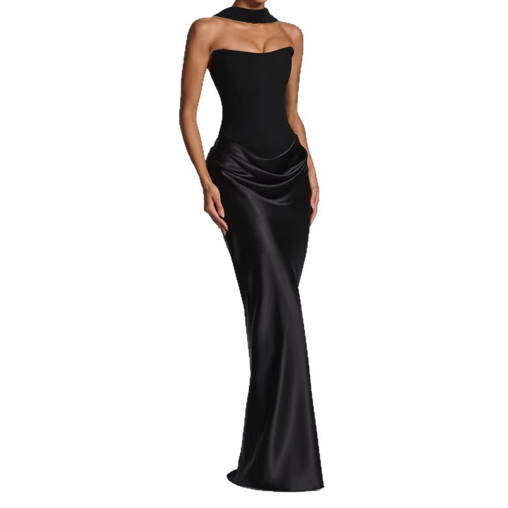 Damen Elegantes Langarm-Maxikleid mit raffinierten Drapierungen Echo Archiv