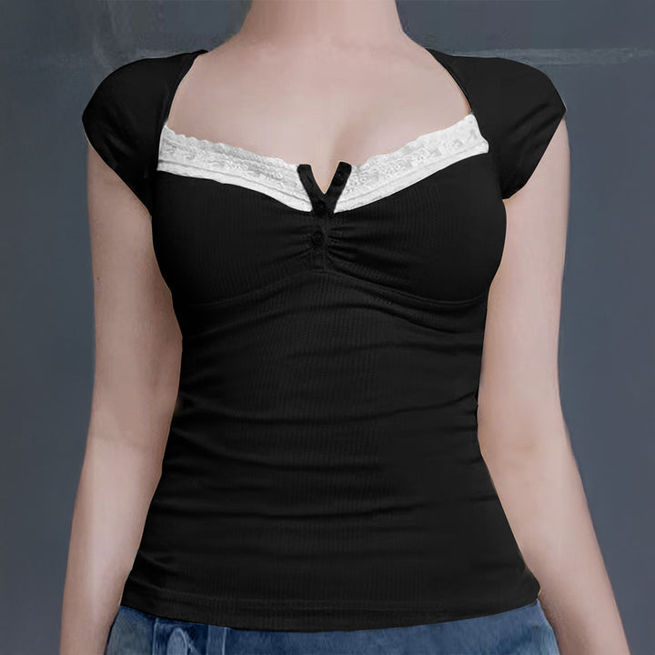 Damen Ripp-Trägershirt mit setzen Spitze Echo Archiv