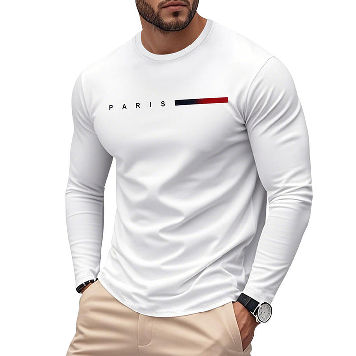 Herren Langarm T-Shirt mit modernem Paris-Druck und elastischem Saum Echoarchiv