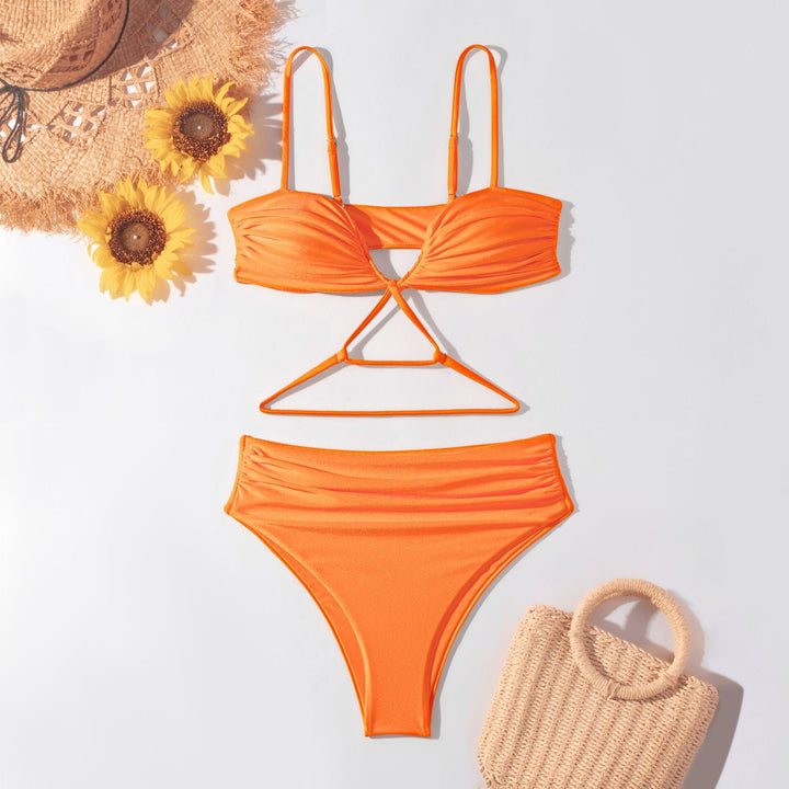 Damen Hochgeschnittener Bikini mit Raffungen und kreativen Schnürdetails Echo Archiv