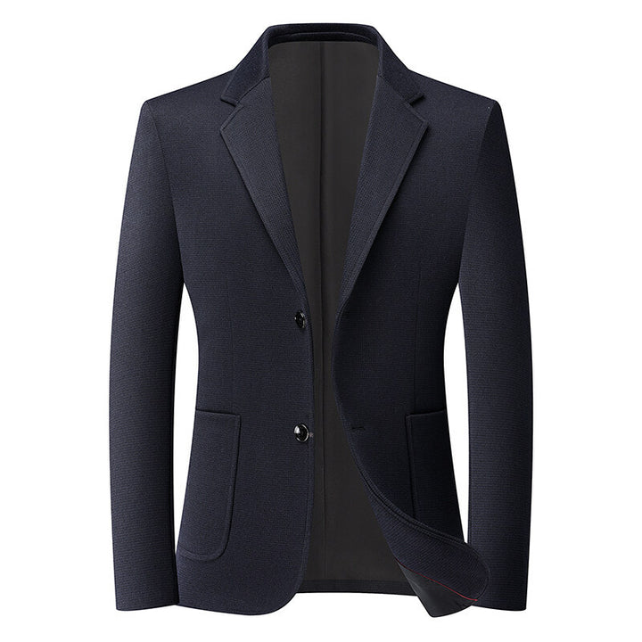 Herren Tailliertes Strickblazer aus Wollmix mit feiner Noppenstruktur und aufgesetzten Taschen Echoarchiv