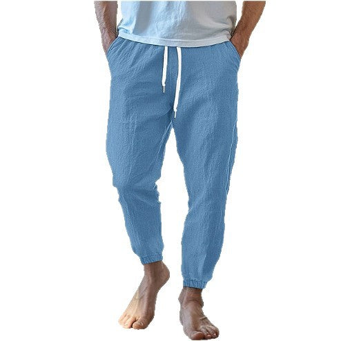 Herren lässige Leinenhose mit elastischem Bund und praktischen Taschen Echoarchiv