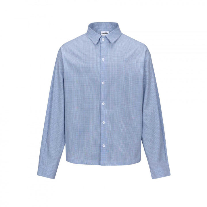 Unisex Kastenförmiges Overshirt im Boxy‑Cut mit feinem Vichy‑Karo und Hemdkragen Echo Archiv