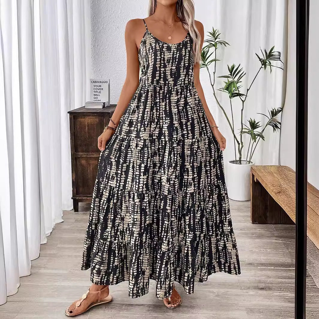 Damen Maxikleid mit leichtem Schnitt und farbenfrohem Druck Echo Archiv
