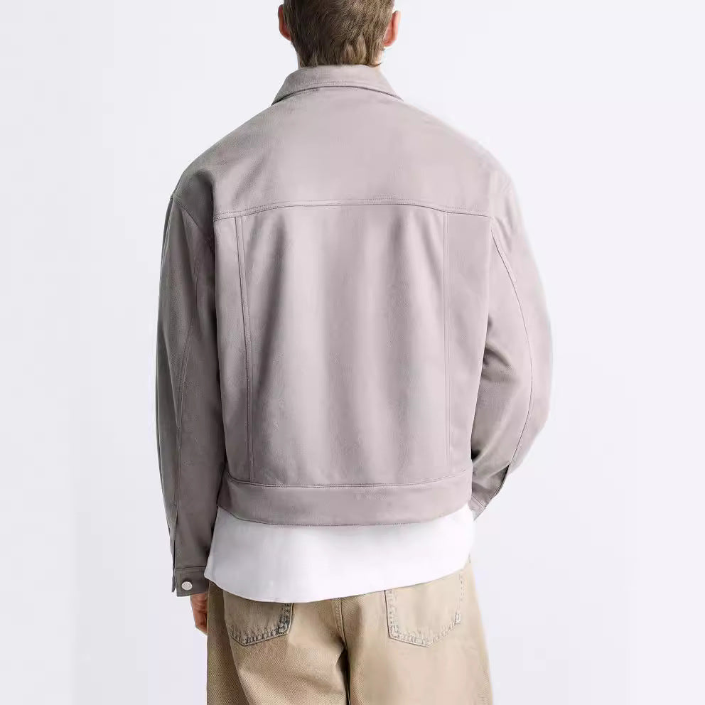 Herren lässige Wildlederjacke mit praktischen Brusttaschen und modernem Schnitt – Taviero