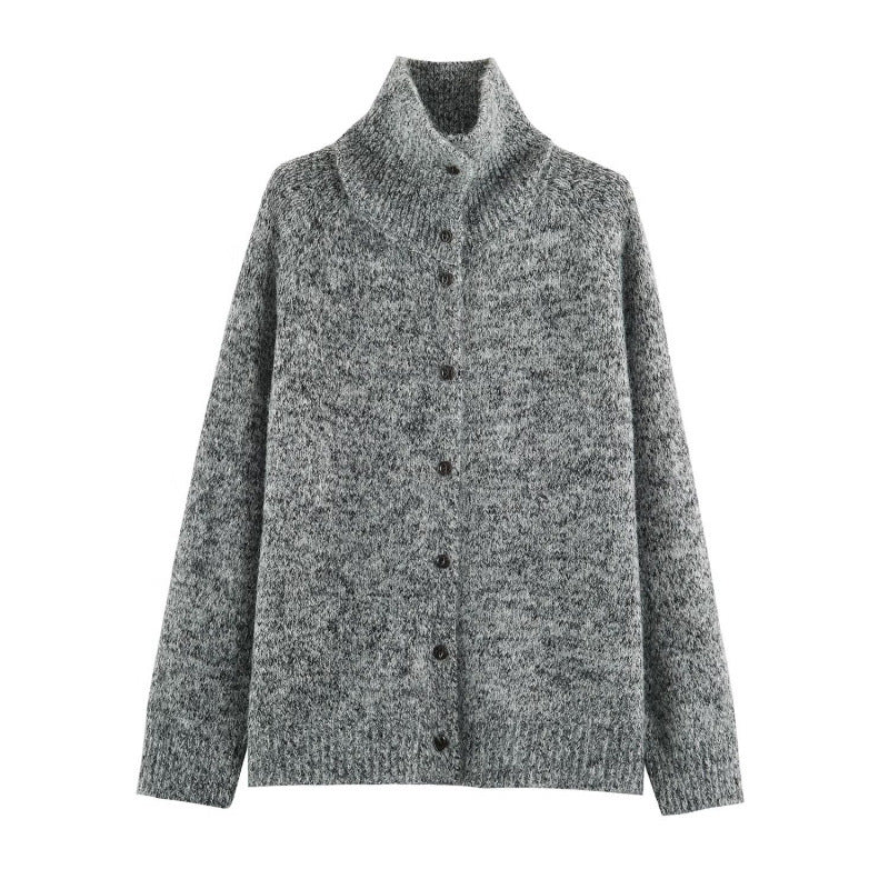 Damen Grobstrick‑Cardigan im Oversize‑Look mit hohem Rippkragen und Knopfleiste Echo Archiv