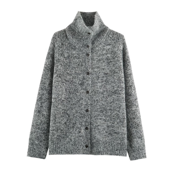 Damen Grobstrick‑Cardigan im Oversize‑Look mit hohem Rippkragen und Knopfleiste Echo Archiv