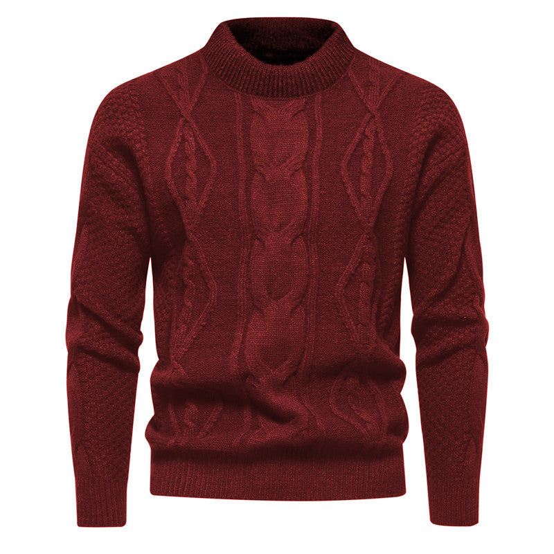 Herren Feinstrick-Pullover mit kurzem Stehkragen und Zopfstrickstruktur Echo Archiv