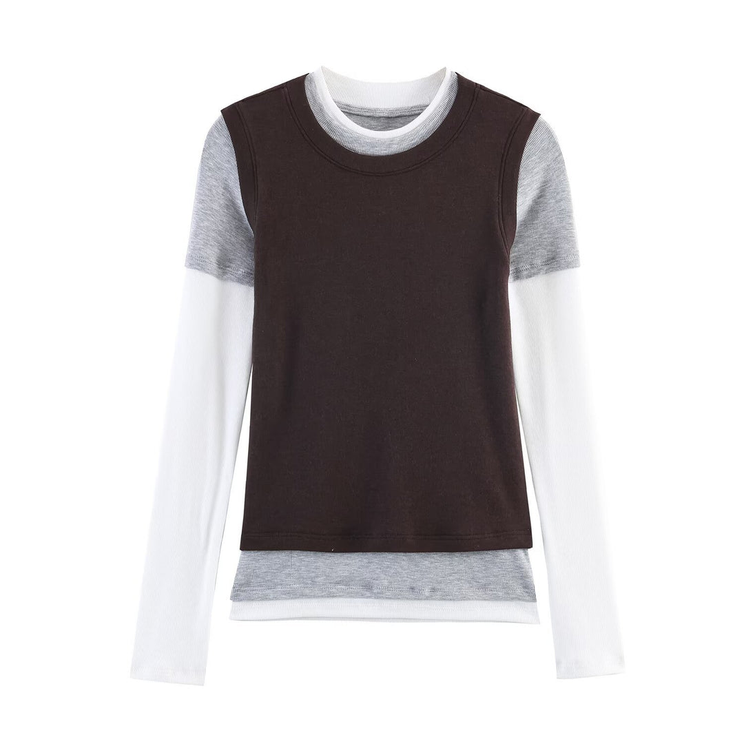 Damen Lagenlook-Longsleeve mit integriertem Kurzarm-Overlay Echo Archiv