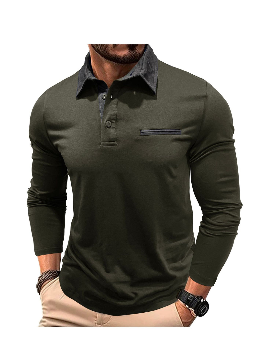 Herren Poloshirt mit modernem Kragen und Taschen Echoarchiv