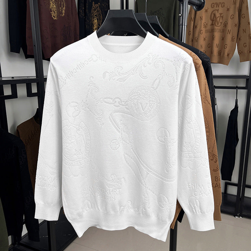 Herren hochwertiger Strickpullover mit 3D-Logo-Dessin Echoarchiv