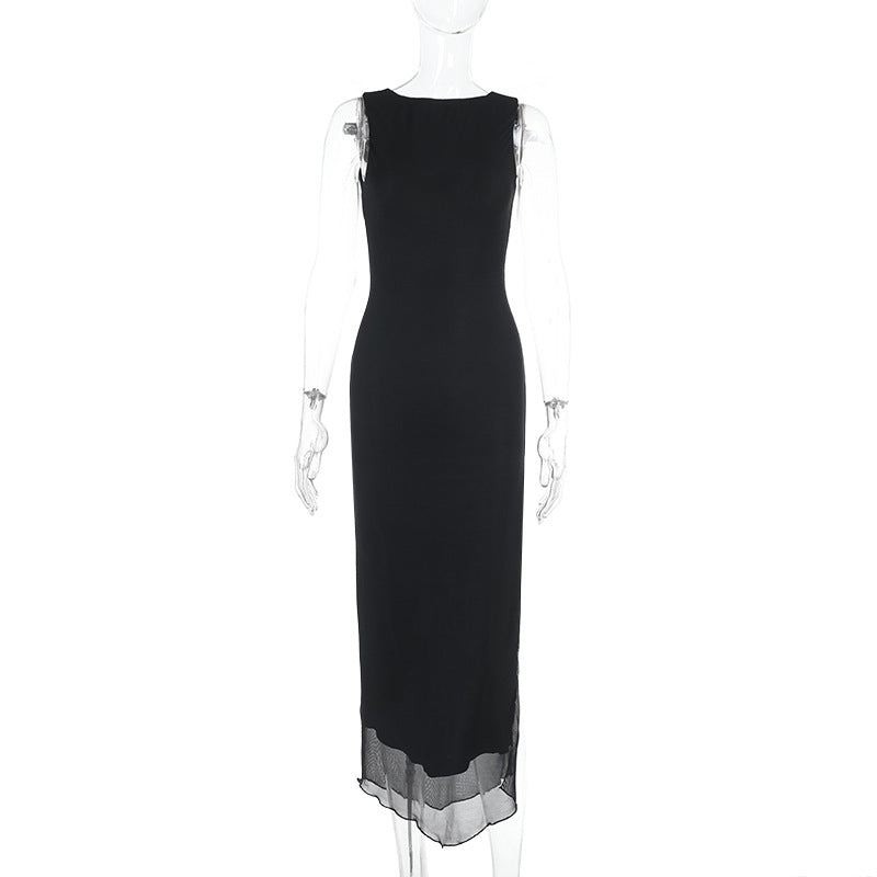 Damen zeitloses Maxikleid mit transparentem Saum Echo Archiv